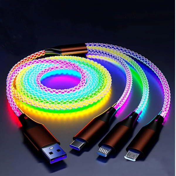 LuminaFlow™ | 3-in-1 Fast Charging RGB LED Cable