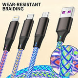 LuminaFlow™ | 3-in-1 Fast Charging RGB LED Cable