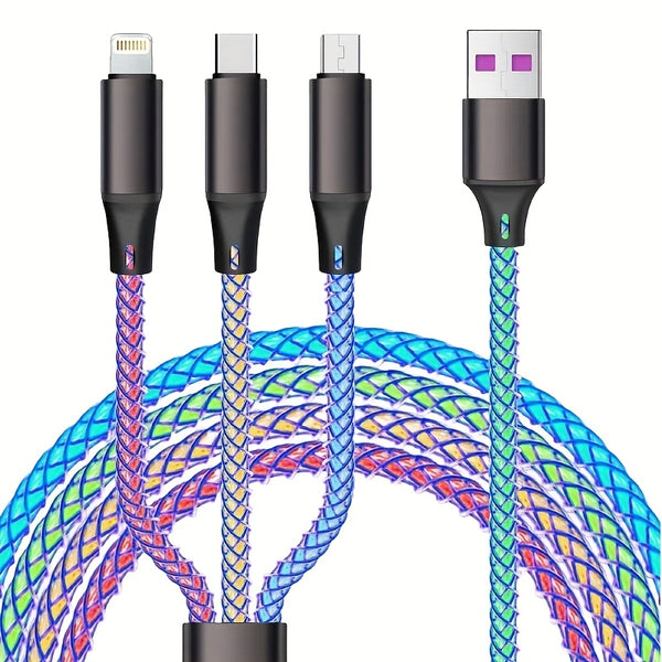LuminaFlow™ | 3-in-1 Fast Charging RGB LED Cable