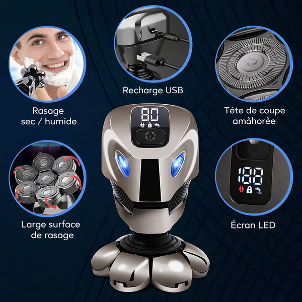 BaldCare Pro™ rasoir électrique tête, rasoir barbe homme, rasoir crâne, grooming homme, rasoir rechargeable, soin masculin