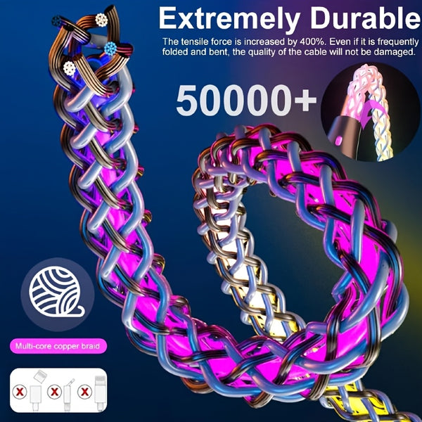 LuminaFlow™ | 3-in-1 Fast Charging RGB LED Cable
