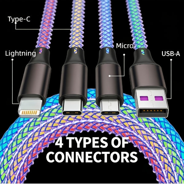 LuminaFlow™ | 3-in-1 Fast Charging RGB LED Cable
