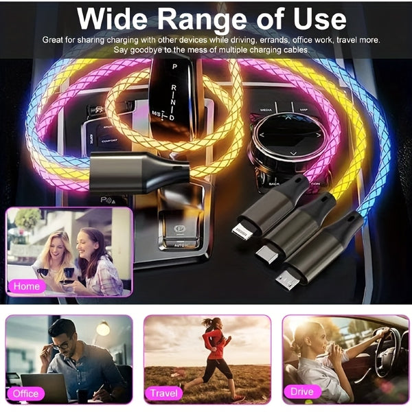 LuminaFlow™ | 3-in-1 Fast Charging RGB LED Cable